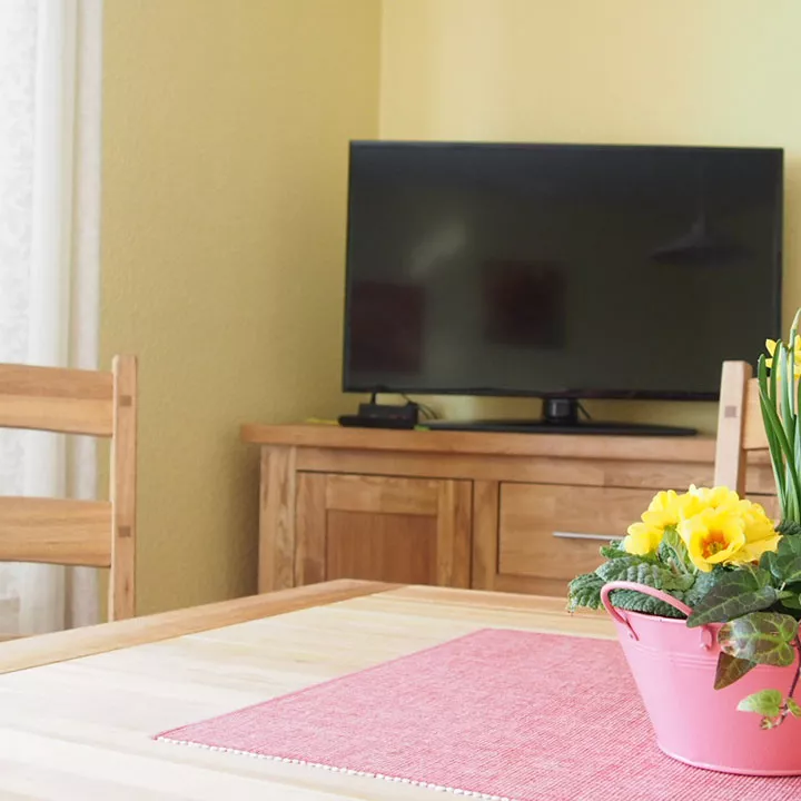 Wohnzimmer Ferienwohnung 1 – St. Peter-Ording, gemütlich für 5 Personen